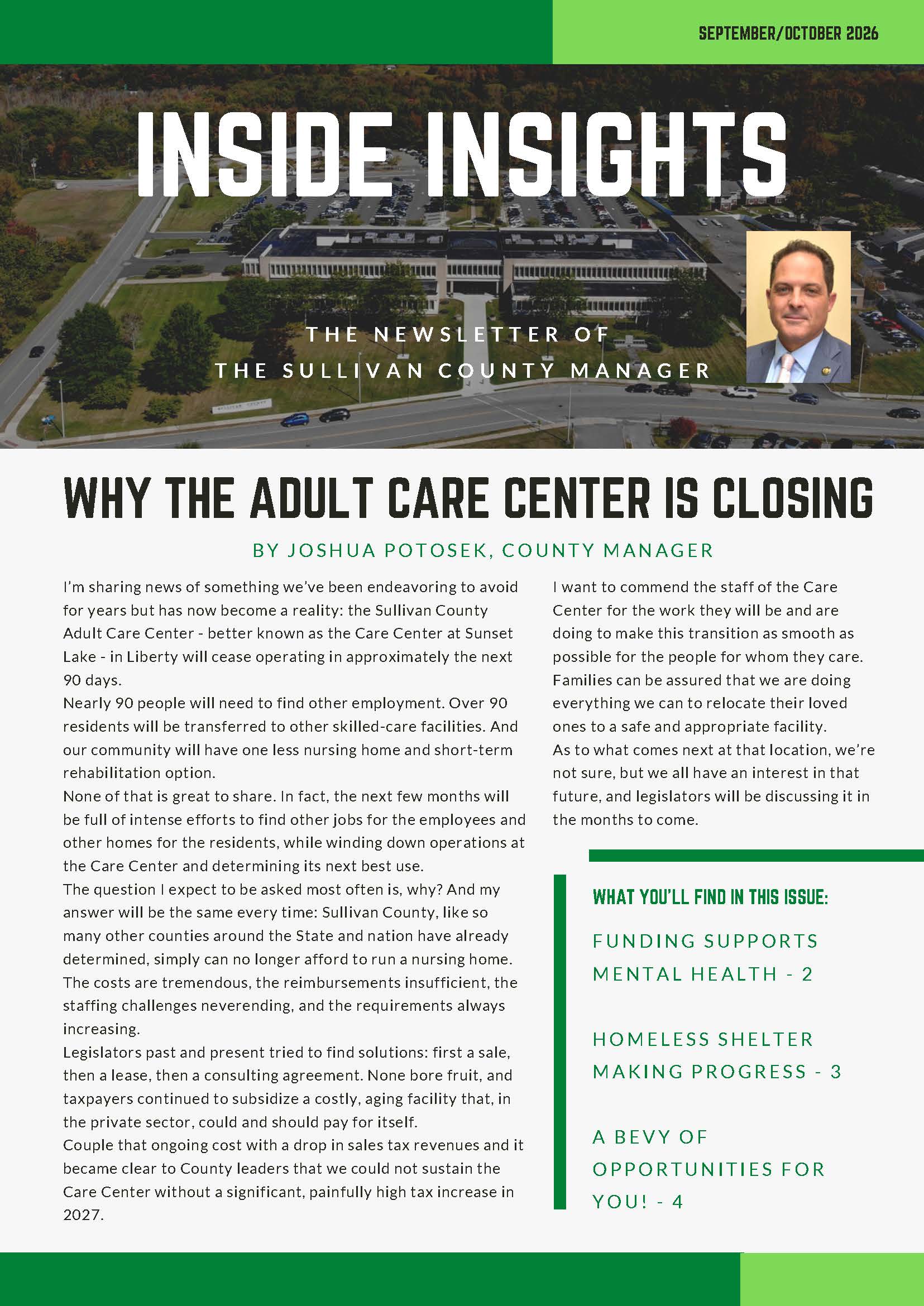 County Manager's September/October 2026 Newsletter