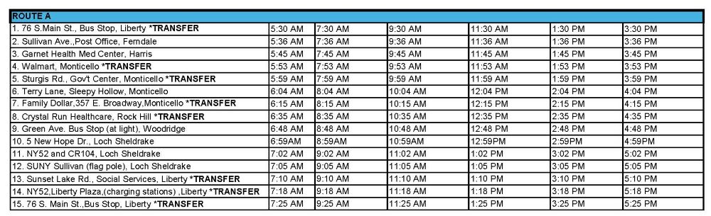 Route A Schedule