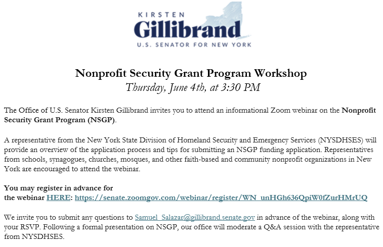 Nonprofit Security Grant Program Workshop on June 4