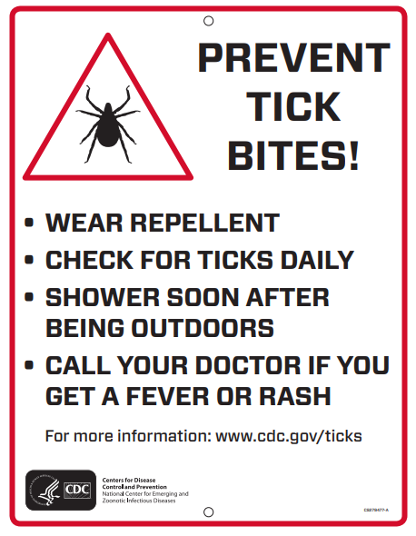 Prevent Tick Bites Trail Sign