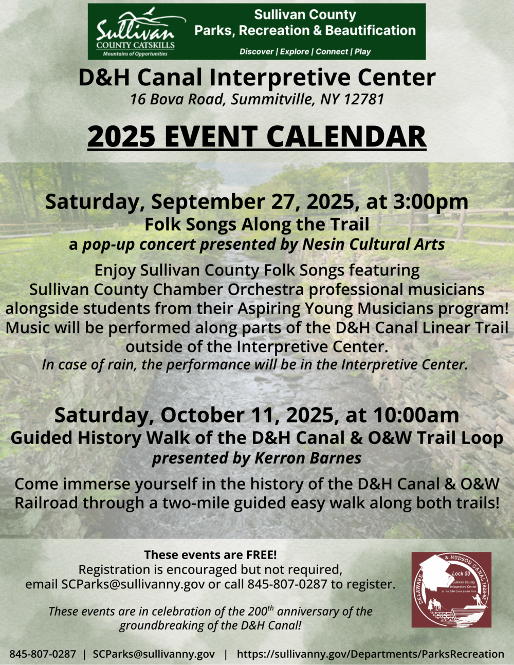 Upcoming D&H Canal Events