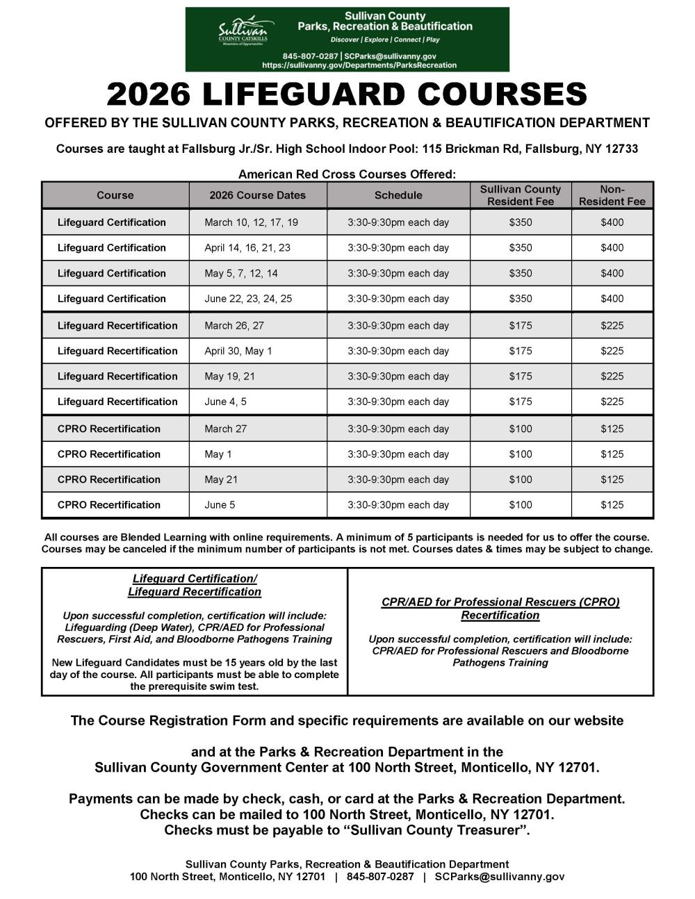 2026 Lifeguard Courses