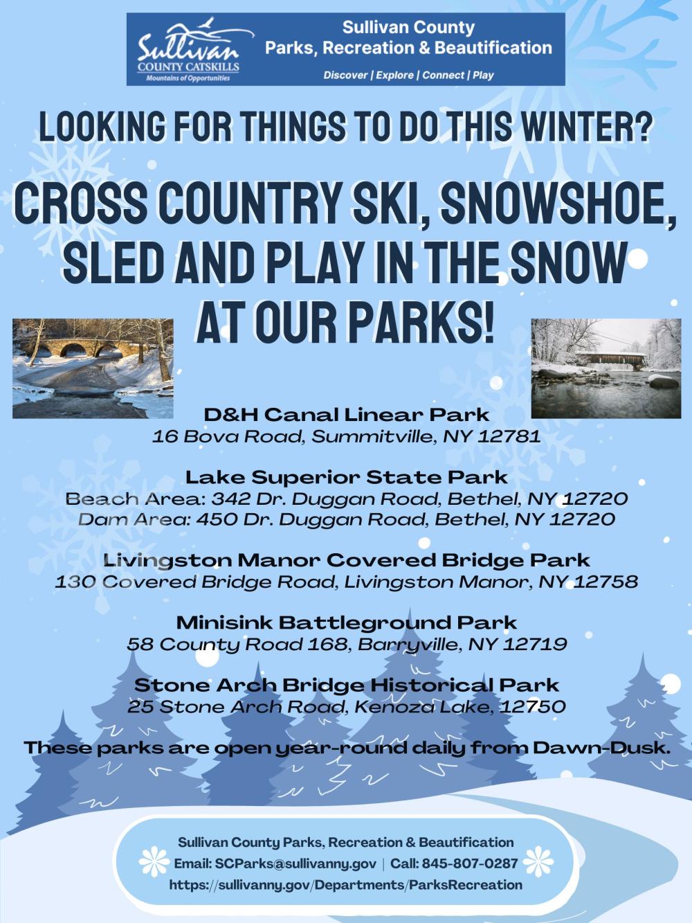 Play in the snow at our parks!