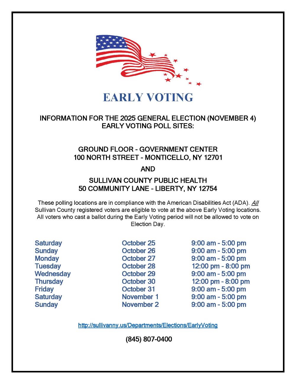 General Election Early Voting Flyer Page 1 - English