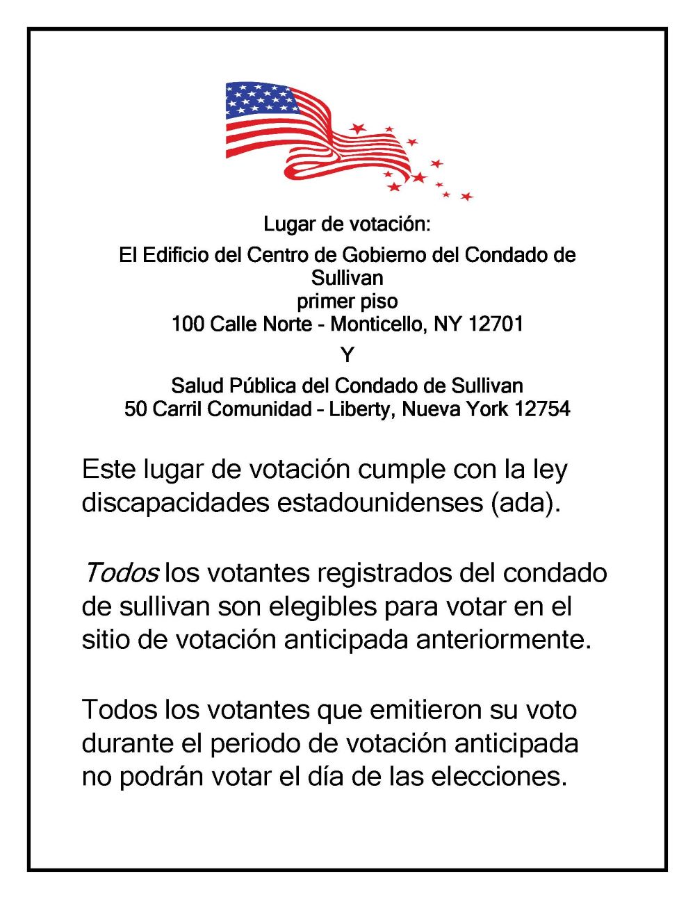 General Election Early Voting Flyer Page 2 - Espanol