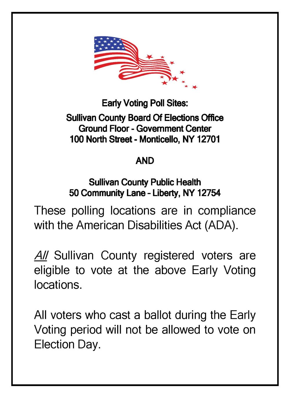 Primary Election Early Voting Flyer Page 1 - English