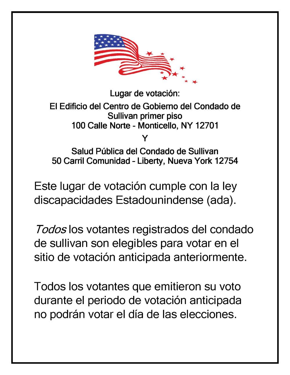 Primary Election Early Voting Flyer Page 2 - Espanol
