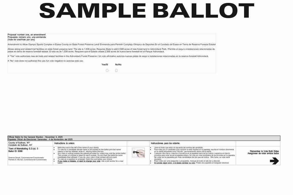 Mamakating Ward 2 Sample Ballot - Page 2