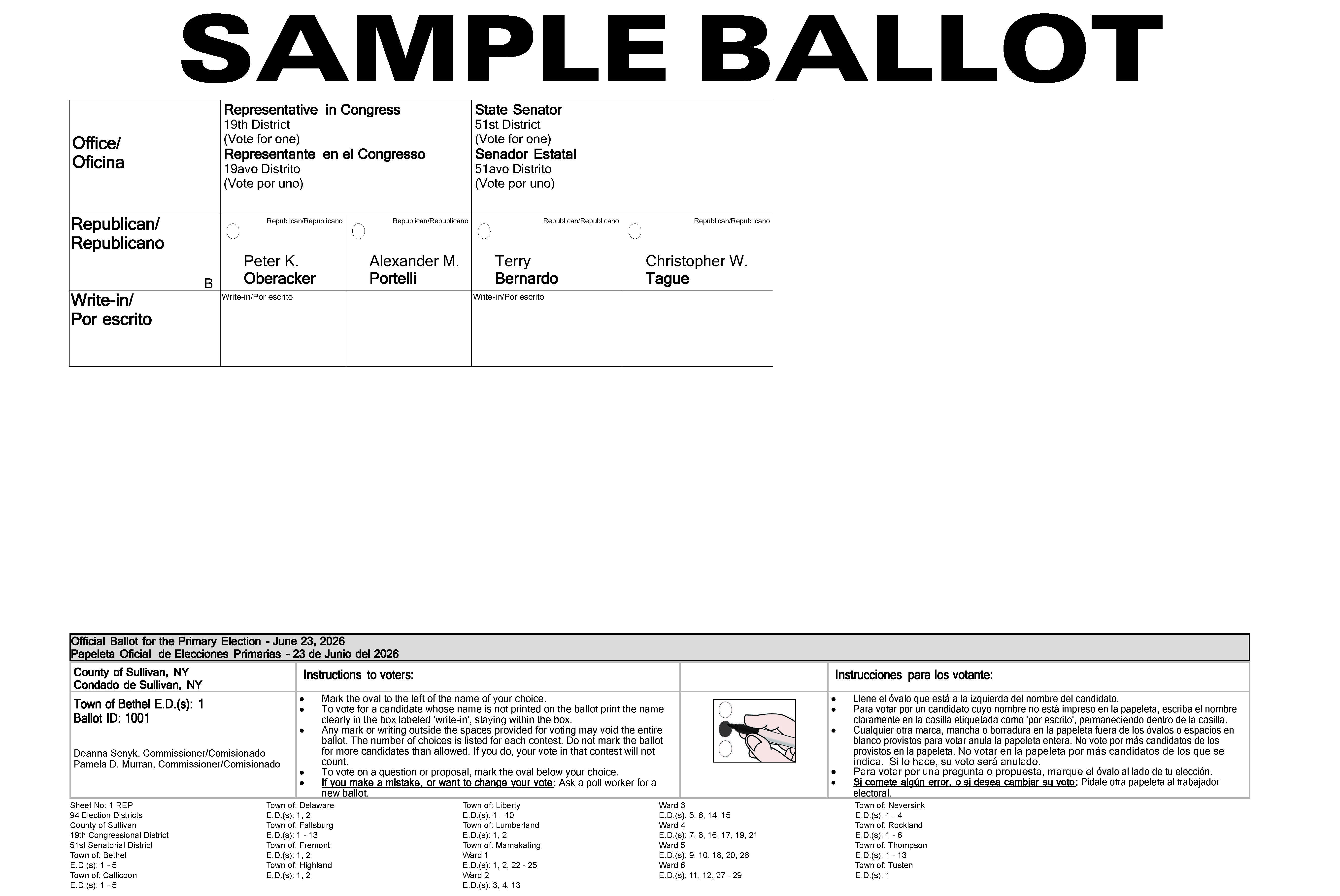Sample Countywide Republican Ballot