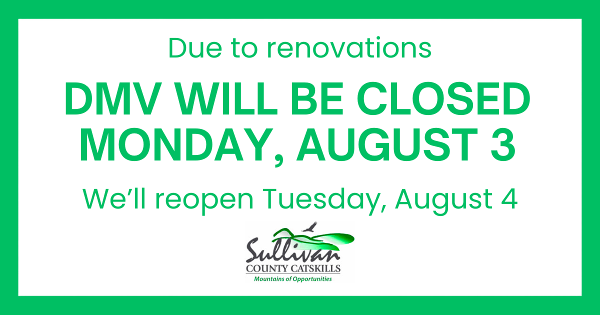 DMV will be closed August 3, 2026