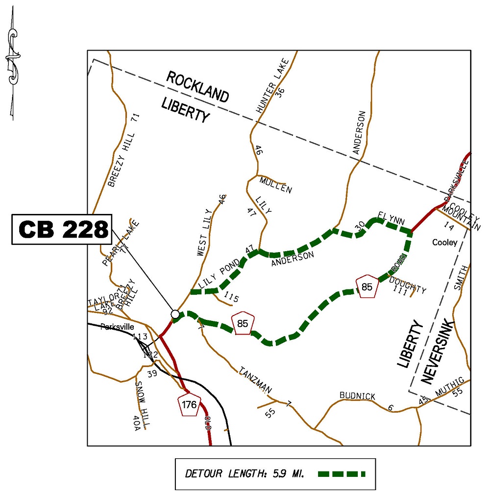 CB 228 Detour Map