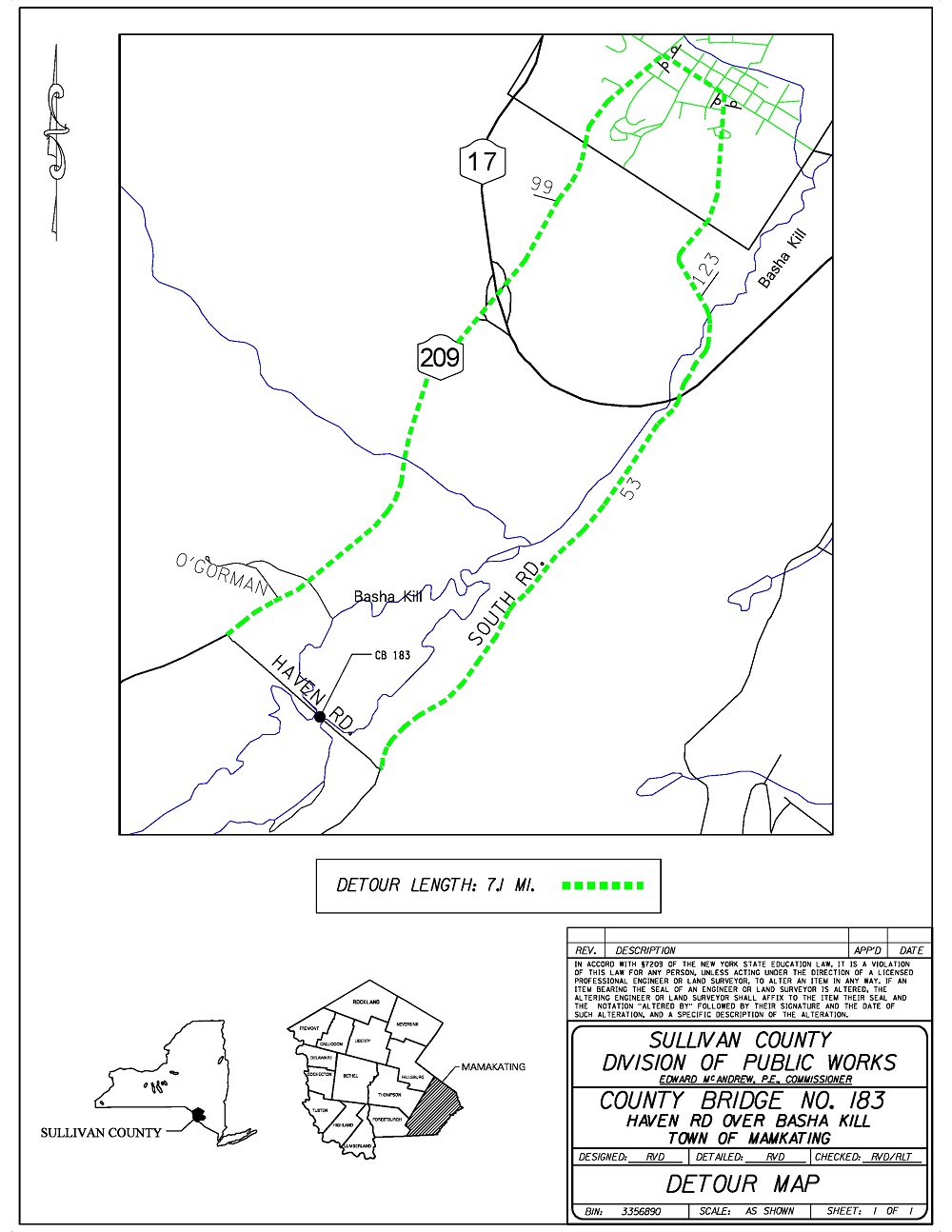 CB 183 Detour Map