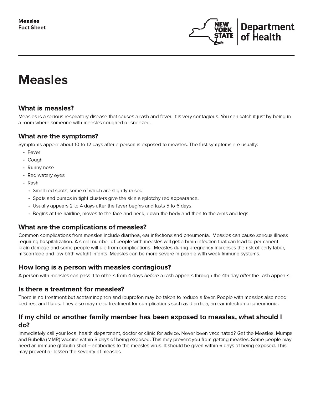 Measles Fact Sheet