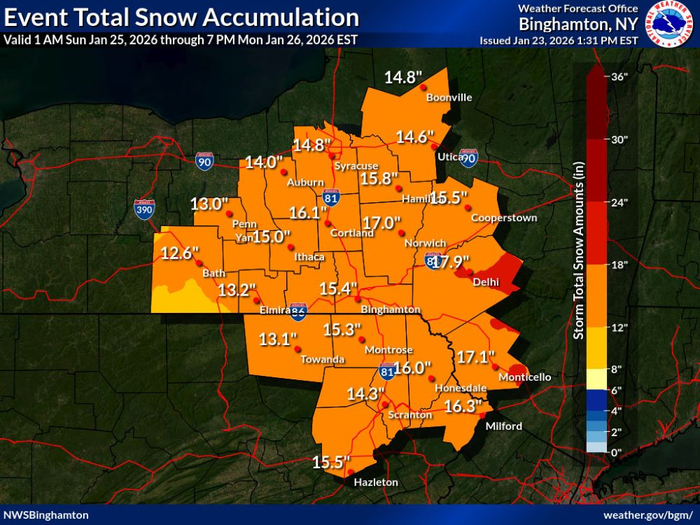 Predicted snowfall map