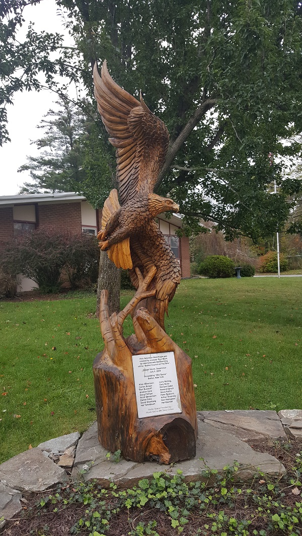 wood sculpture of an eagle
