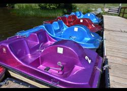 Pedal boats to rent at Lake Superior State Park